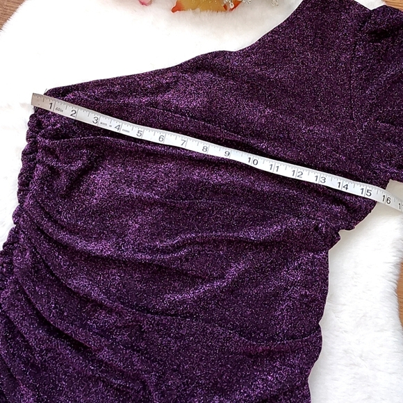 Elegant Purple One-Shoulder Dress - Picture 7 of 14